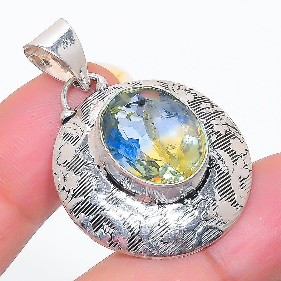 

Natural Bi-Color Tourmaline 925 Sterling Silver Jewelry Pendant 1.46 Z8r51