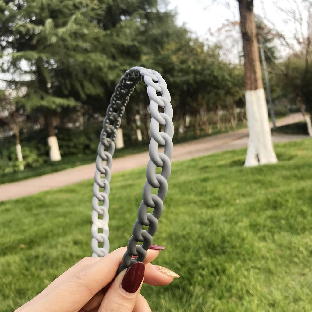 Vintage Headbands for Hair Woman Hair Band Simple Candy Color Chain Bezel for Hair Hair Hoop Headband Bezel Hair Accessories