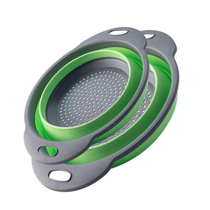 Foldable Round Vegetable & Fruit Washing Basket with Drain