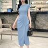 ZANZEA Women Casual Round Neck Short Sleeve Polka Dot Print Sheath Dress