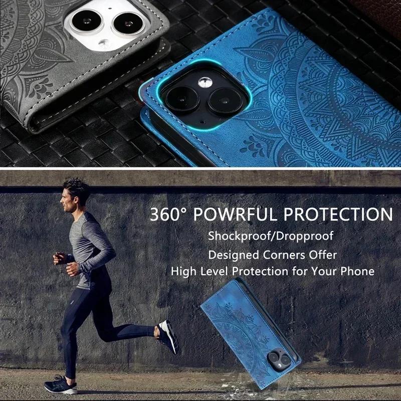 For Motorola Moto G85 G55 G35 5G Case Mandala Leather Magnetic Case On For MOTO G 84 G34 G54 Power G14 G04 G24 Flip Cover Funda
