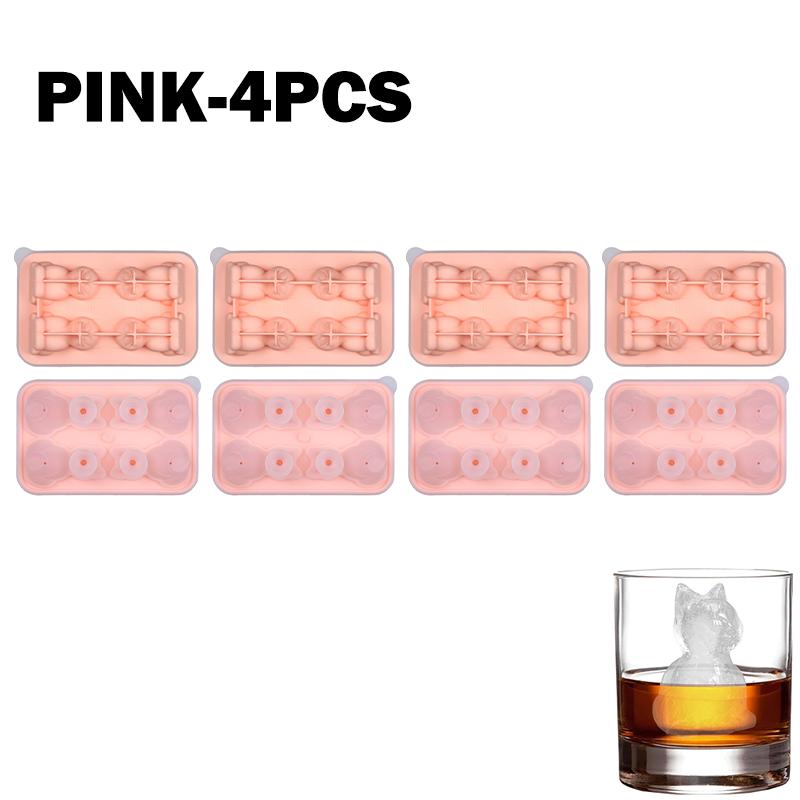 1/2/4PCS Cute 3D Cat Ice Cube Mold Silicone Easy Release BPA Free Ice Block Maker for Kitchen Household Fun Cat Shaped Ice Tray