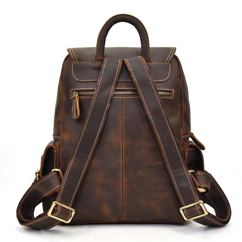 Vintage Crazy Horse Leder Rucksack für Damen und Herren - Echte Leder Reise- und Schultasche