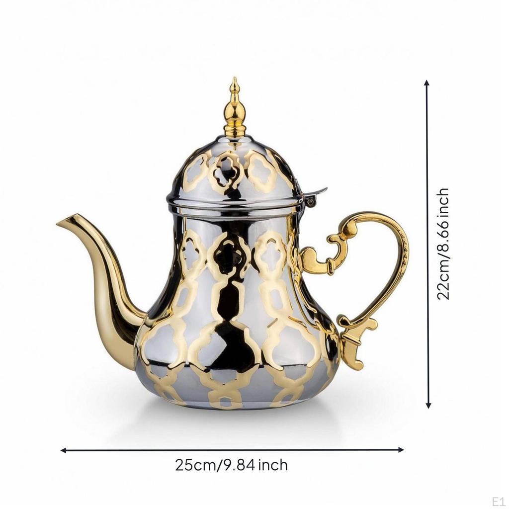 North African Teapot Stainless Steel Arabic Polished Tea Kettle for Hosts, Table Decoration