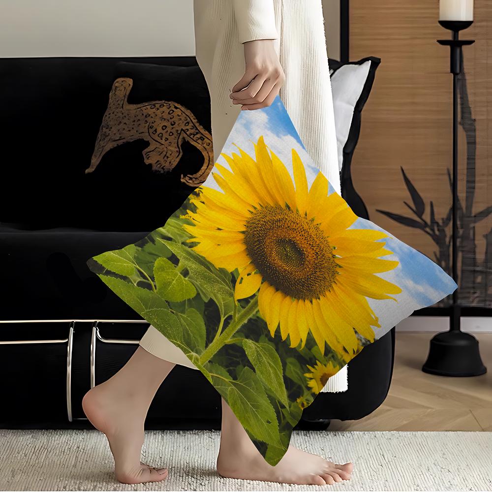 Nature Blue Sky Cloud Sunflower 45*45cm Cushion Cover Pillow Cover Decor Pillowcase Home Pillowcase For Couch Pillow