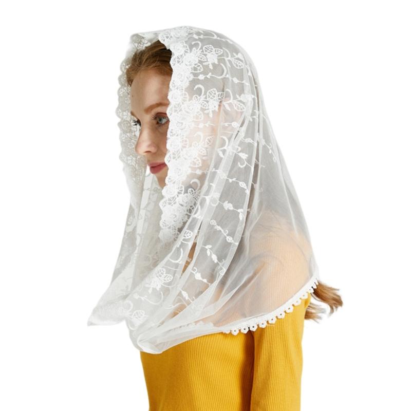 

Church Mass Veil Headcovering Latin Mass Embroidery Lace Veil Mantilla Veil Catholic Church Veil Chapel Veil Mass Veil білий