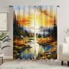Country Sunset Pattern Curtains Polyester Fabric Suitable Bedroom Living Room Decoration Made Of Machine Washable Decor