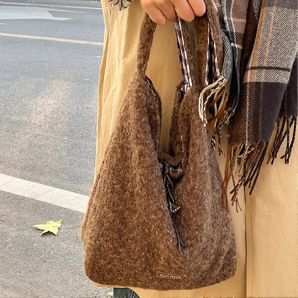 Vintage Women Handbag Women Fluffy Simple Shoulder Bag for Shopping