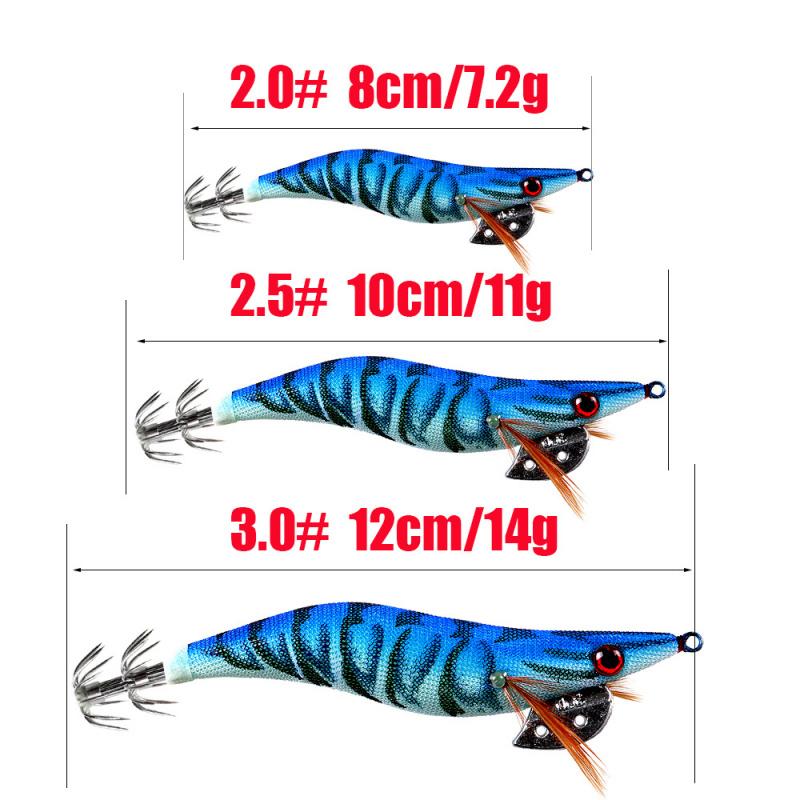 Luminous Wood Shrimp Lure Bait2.0 2.5 3.0Umbrella-shaped Hook Big Eye Squid Bionic Bait Special for Sea Fishing