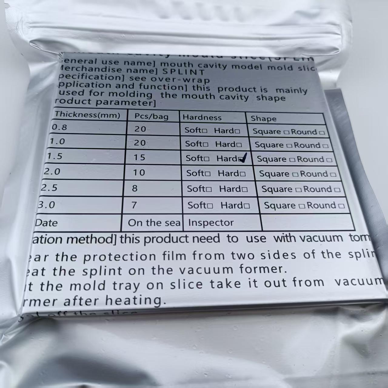 

1 упаковка стоматологической фольги для вакуумного формования квадратный ортодонтический фиксатор для шины стоматологическая лаборатория термоформовочный материал Hard 1.5mm