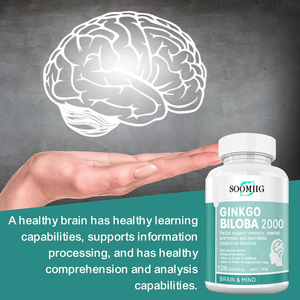 Soomiig Ginkgo Biloba 2000mg Brain & Mind Supplement, 120 Capsules