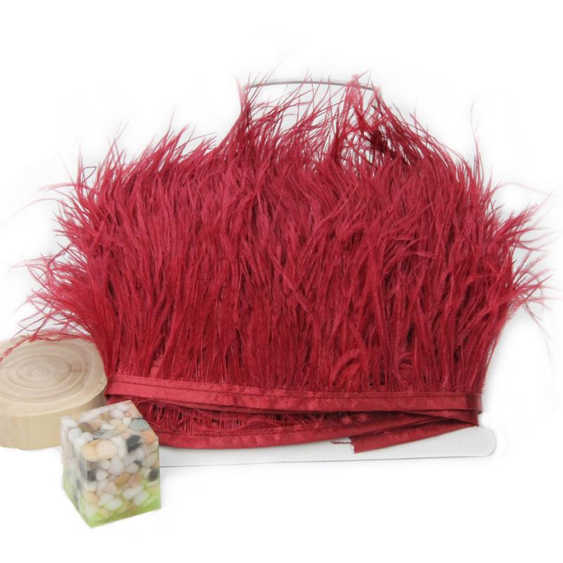Feather1 Meter Fluffy Ostrich Feather Satin Trim Cloth Sideband 8-10cm Ribbon Fringe Suitable for Skirts / Dresses / Apparel Party DIY