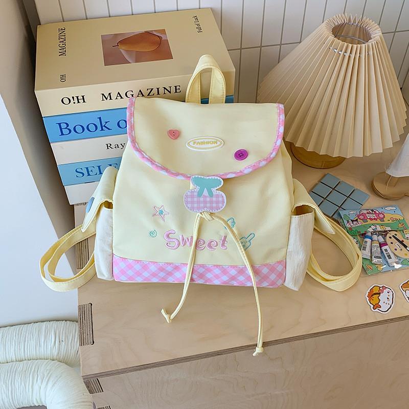Girl Teen Nylon Casual Backpack With Pouch For Travel And School