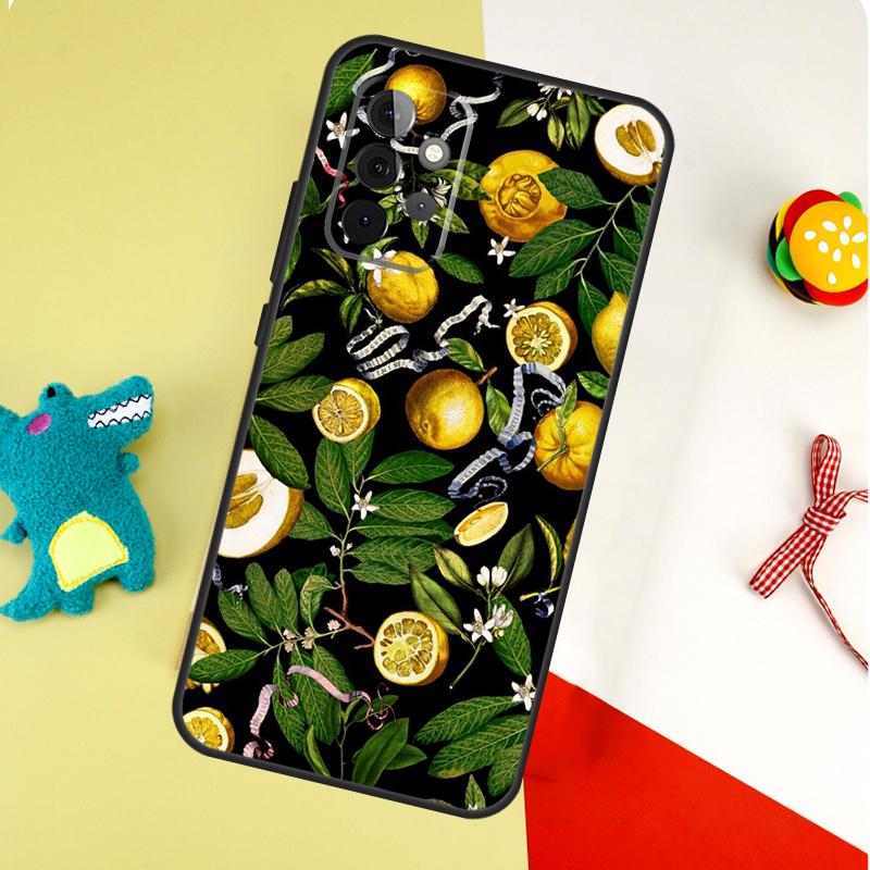 Tropical Summer Fruit Lemon Case For Samsung Galaxy A54 A34 A24 A14 A12 A22 A32 A42 A52 A72 A52S A51 A71 A13 A53 Cover