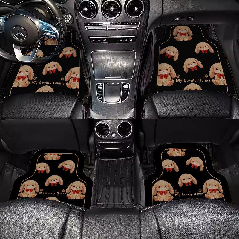 Car Floor Mats Cartoon Curly-Haired Puppy Cute Car Interior Decoration Floor Mats Leather Water-Absorbent Non-Slip Single-Piece Carpet Floor Mat