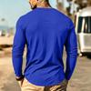 Men's Casual Long Sleeve Neck T-Shirt with Chest Pocket