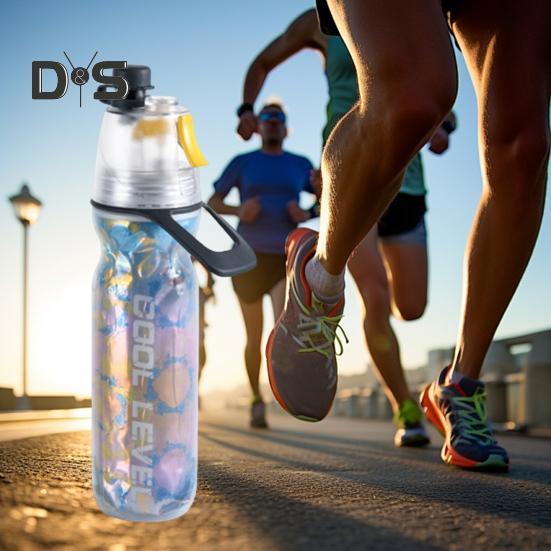 500ML Sports Water Bottle Insulated Bike Water Bottle with Spray Mist Portable Leak-Proof Cold Water Bottle for Gym Cycling Climbing