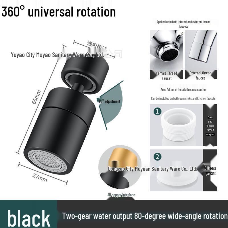 Universal Rotatable Kitchen Faucet Extender & Anti-Splash Aerator Filter