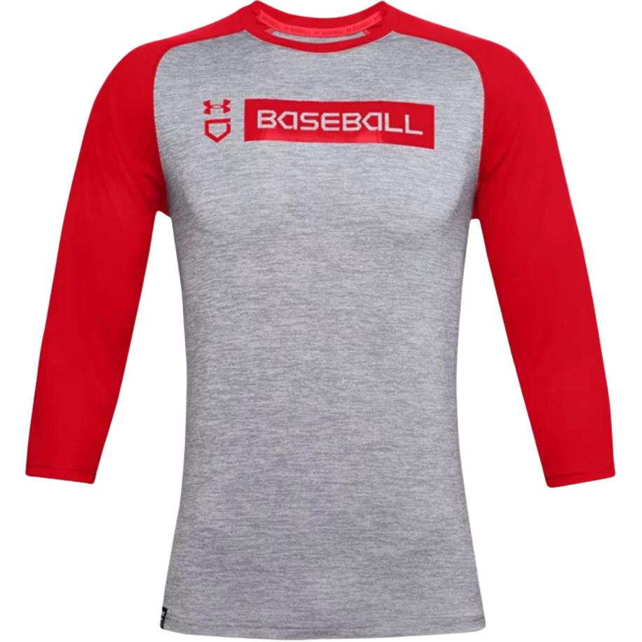 Under Armour Utility Color Block Letter Logo Round Neck Raglan Three Quarter Sleeve T-Shirt Men tops 1358776-036 S