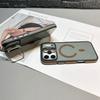KEYSION Transparent Magnetic Lens Stand Case for MagSafe for iPhone 17 Pro Max Air TPU+PC Color Blocking Shockproof Phone Cover