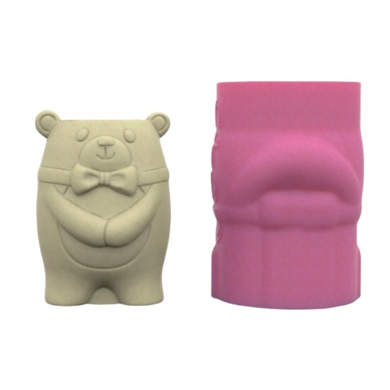 Practical Bear Flower Pots Sturdy Silicone Mold Cement Plaster Craft Supplies for Garden and Indoor Decoration