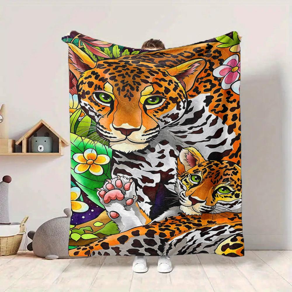 1PC Leopard Print Blanket, Throw For Sofa, Bed, Travel, Camping, Livingroom, And Bed, Printing Blanket With Soft And Warm Fabric Yy250918148