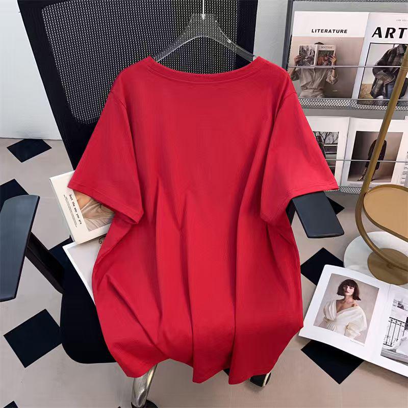 Women's Plus Size Slimming Loose Fit Mid-Length Short-Sleeve T-Shirt (200-350 jin)