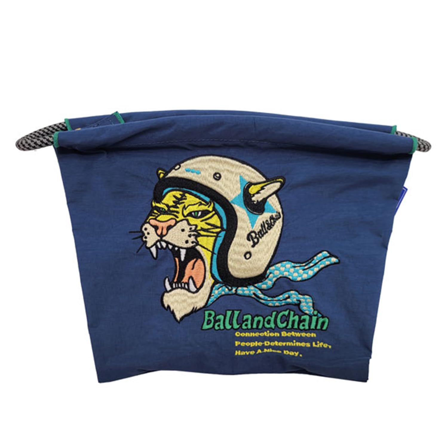 

Ball & Chain Authentic Helmet Tiger Pouch, Large Zippered Pouch, Embroidered, Gift, 301416 (Navy, L)