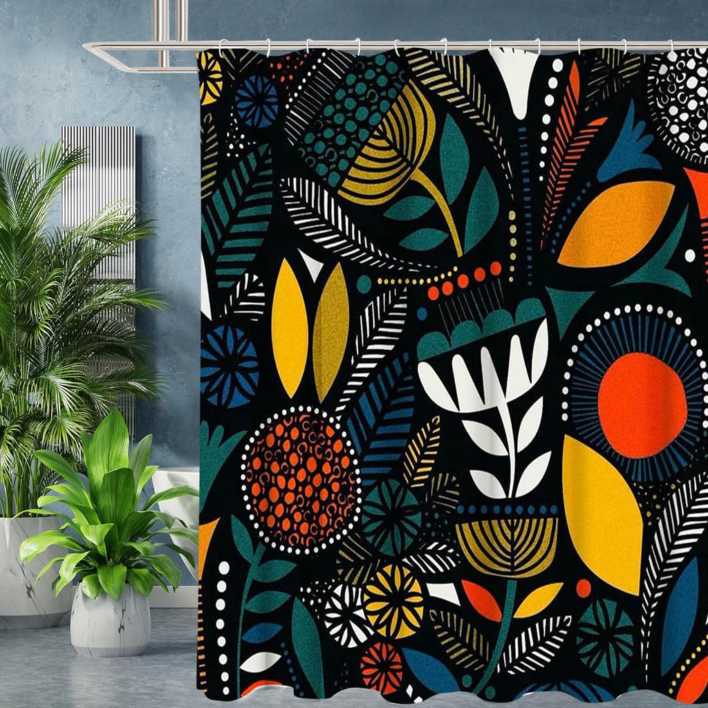 Tropical Plant Bathing Curtain Bathroom Shower Curtain Waterproof With 12 Hooks Home Deco Free Ship