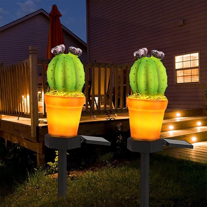 Solar Lights Outdoor Decorative,Creative Cactus Pineapple Stake Waterproof Landscape Lights,Landscape Lighting for Garden Patio Lawn Yard (Cactus B-2