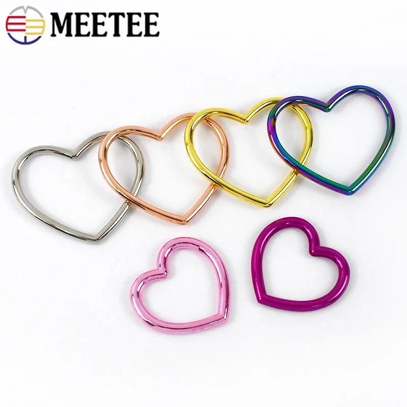 Meetee 5-20Pcs Metal O Ring Buckles Webbing Belt Clasp Dog Collar Connector Hanger Heart Loop Hooks DIY Hardware Accessories