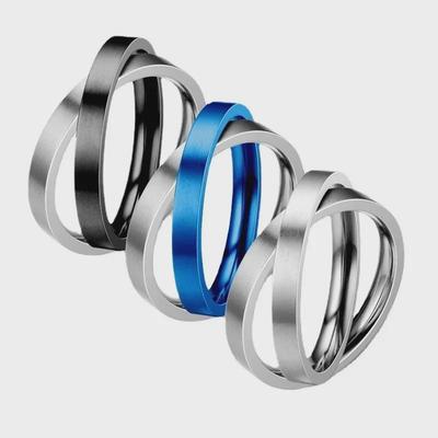 Bague double rotative en acier titane européen et américain – Bijou anti-anxiété et de pleine conscience