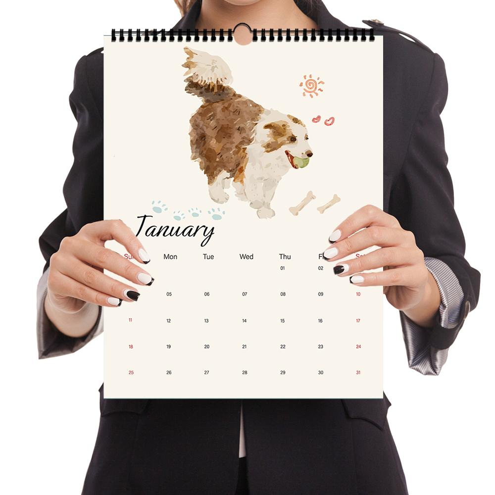 1pc 2026 Wall Calendar, Cute Dog Illustrations, 12 Beautiful Designs, Perfect Gift for  Birthdays,Christmas, New Year
