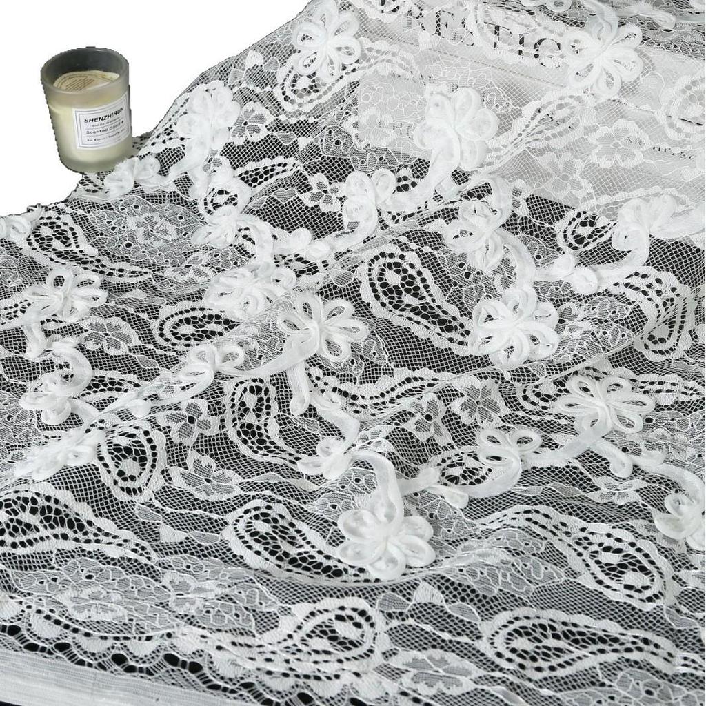 3D Floral Embroidery Lace Fabric for Elegant Wedding and Bridesmaid Dresses