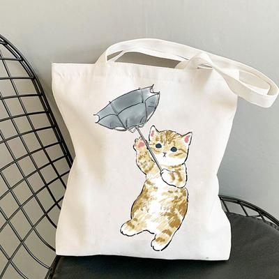 Cute Animal Bags Kawaii Cats Canvas Bags Shopping Bag Fashion Tote Bag Handbags Casual Girl Shoulder Bags for Girls Shopper Bag