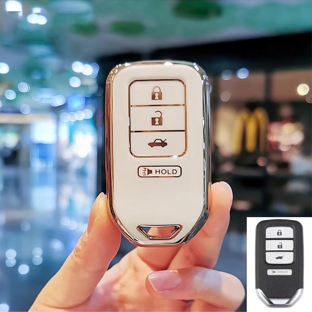 4 Buttons Plating Tpu Car Remote Key Fob Cover Case For Honda Accord Ex Exl Civic Crv Hrv Pilot Ridgeline  - Pocketor