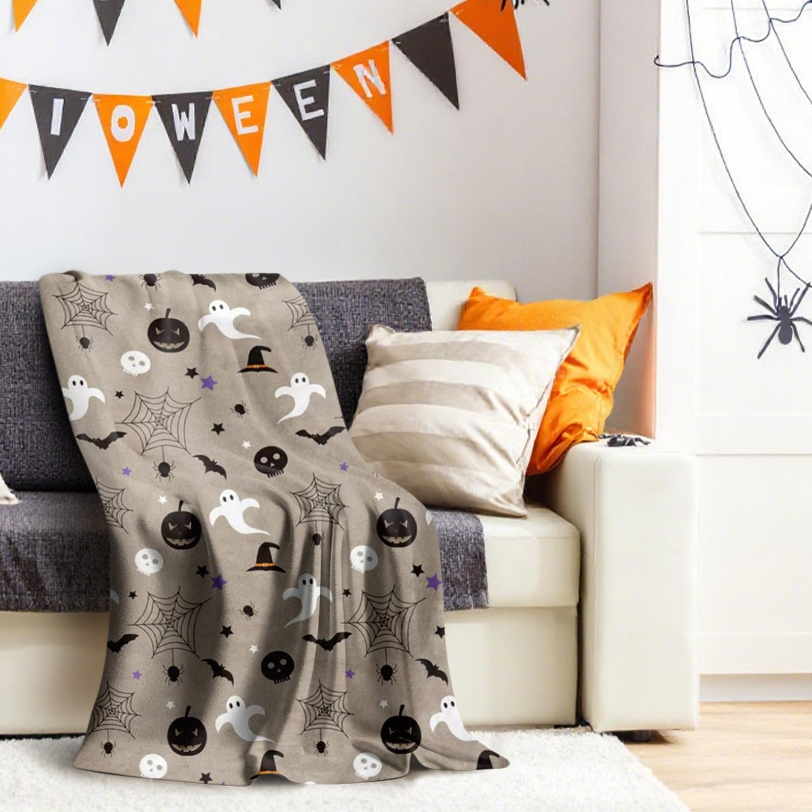 

Halloween Fleece Digital Printing Comfortable And Soft Warm Double-sided Plush Small Coverlet Conditioning Blanket Sofa Blanket One Size