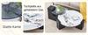 Modern Round Side Table, Two Levels, Grey Glass Plate, Black MDF, L-shape. White Marble-look Tabletop. Disassemblable Design, Flexible Space Use.
