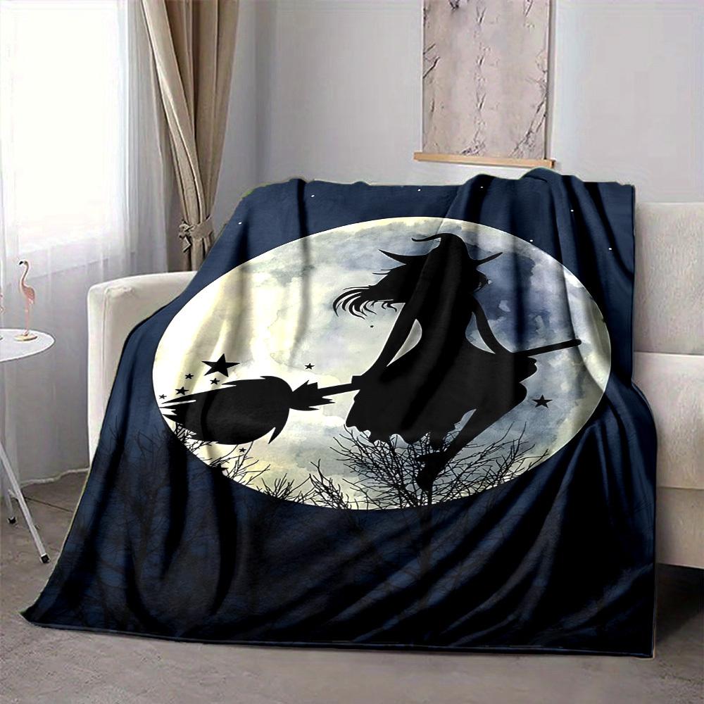 1pc Moon Witch Blanket, Lightweight Flannel Throw Blanket for Sofa, Bed, Travel, Camping, Living Room, Office, Couch050
