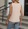2025 Summer Women's Pleated Solid Color Sleeveless Hollow Out T-shirt Vest