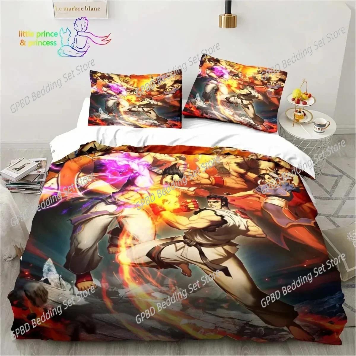 

Stret Fighter Printed Beding Set For Bedrom Soft Modern Bedspreads Comefortable Children Kids Soft Duvet Cover Comfortable Quilt Cover And Pilowcase 100*200cm Single