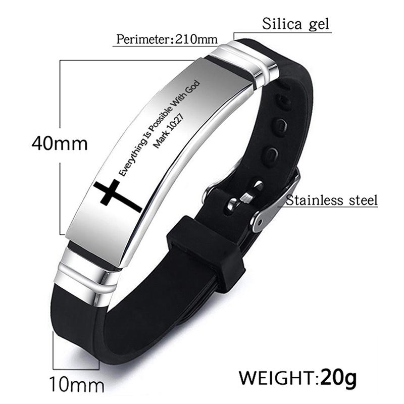 Brățară din oțel inoxidabil Biblia creștină de modă Brățară Cruce gravată Scriptura Psalm Brățări de cuplu Bijuterii religioase pentru bărbați și femei