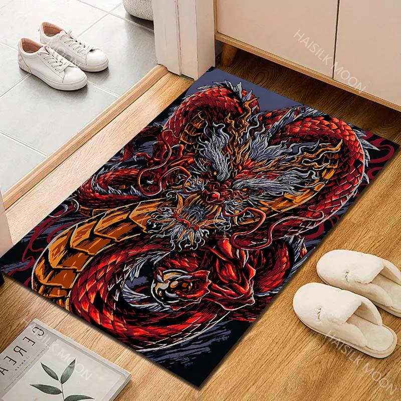 1PC Red Dragon Majestic, Fierce Carpet for Living Room Bedroom Sofa Home Decor Rus Non-slip Floor Mat Luxury Gift Multiple Sizes
