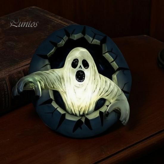 Décoration Fantôme Halloween Épouvante Sortir du Mur Décoration Murale, Lumineuse Décorative pour Statue en Résine d'Horreur Maison Hantée, Figurines de Maison de Fête