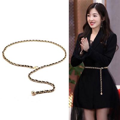 Kettengürtel Damen Taille Metallgürtel für Frauen Luxus Quaste Dünner Taillengürtel Kleid Mantel Verstellbares Korsett