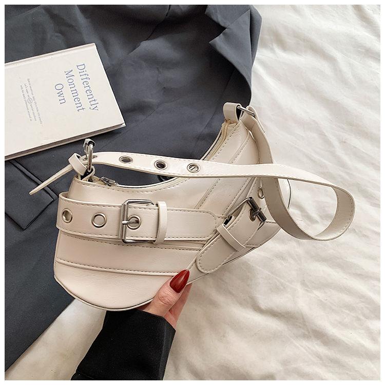 Y2K Cool Hot Girls Shoulder Tote Bags Vintage Pu Leather Ladies Underarm Bag Thread Design Female Small Purse Handbags