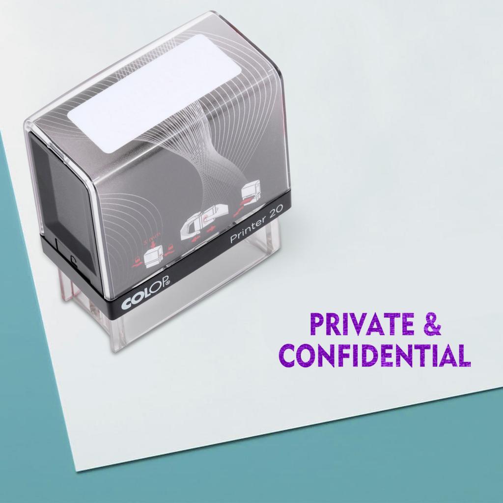 PRIVATE & CONFIDENTIAL Self Inking Rubber Stamp Custom Colop Office Stationary P20 Mini Stamper