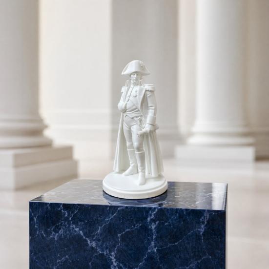 Handmade Painting Project 3D Printed Napoleon Statue with Military Coat, Turban & Scroll, Vintage Historical Desktop Decor Classic Design Figurine,