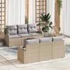 VidaXL 7-Piece Garden Sofa Set with Cushions Beige Synthetic Rattan 3345930