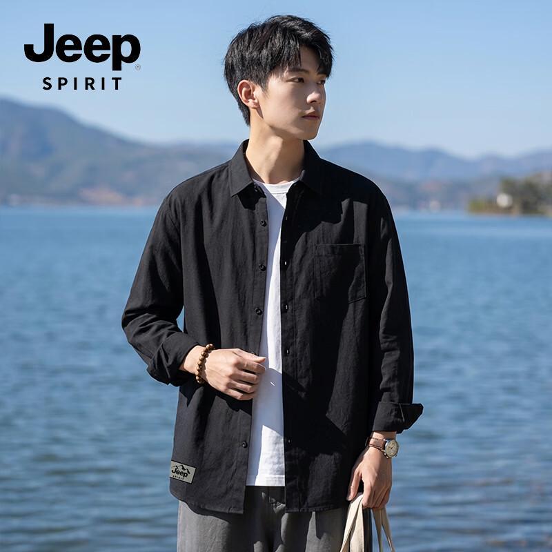JEEP SPIRIT Unisex Faux Cotton Long Sleeve Casual Shirt